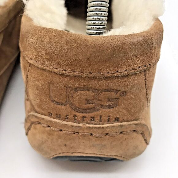 UGG Ascot 5775 Chestnut Moccasin Men's 12 Driving Loafer Suede Shearling Slipper - Picture 9 of 13